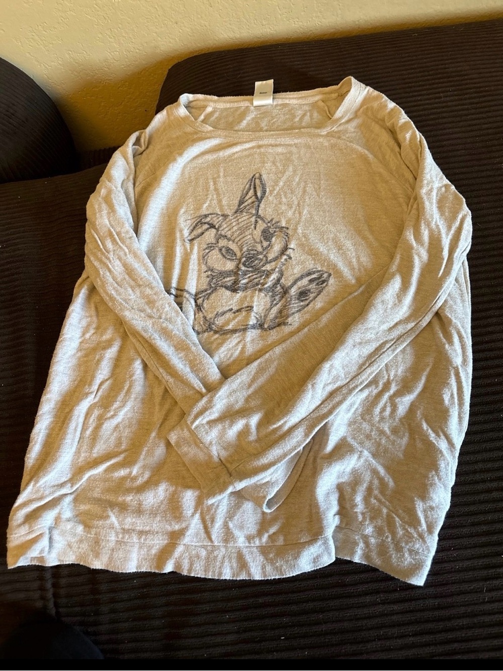 Women’s Long-Sleeve Crew Sweater in Light Beige with Graphic